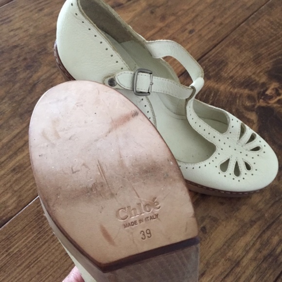 White baby doll tstrap Chloe mary Jane wedges - Picture 10 of 12